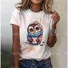 Summer Round Neck T-shirt with 3D Digital Printed Short Sleeves for Cats Loose Comfortable Round Neck T-Shirts Women’s