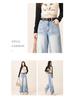 Summer 2025 Women's Light Blue High-Waist Wide-Leg Jeans - Slim Drape, Loose Fit, Narrow Straight Style