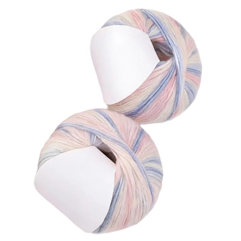 2Pcs Gradient Color Cotton Yarn 250.43Yard Each Knitting Yarn Thread for Sweater Scarves Bag Knitting Crochet Project