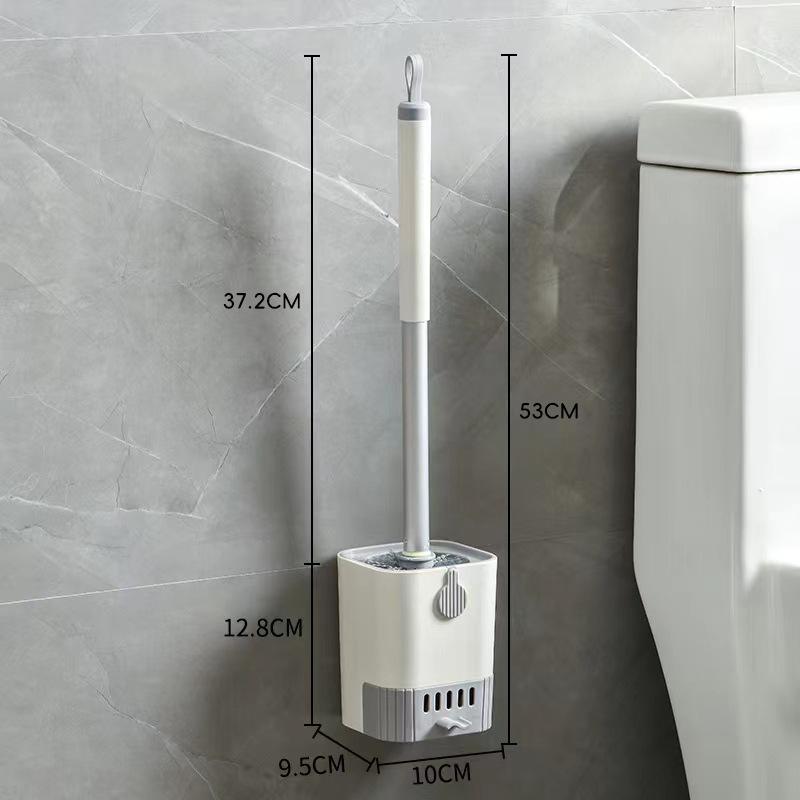 

Wall-Mounted Long-Handled Toilet Brush with Drain Pan for Effective Cleaning