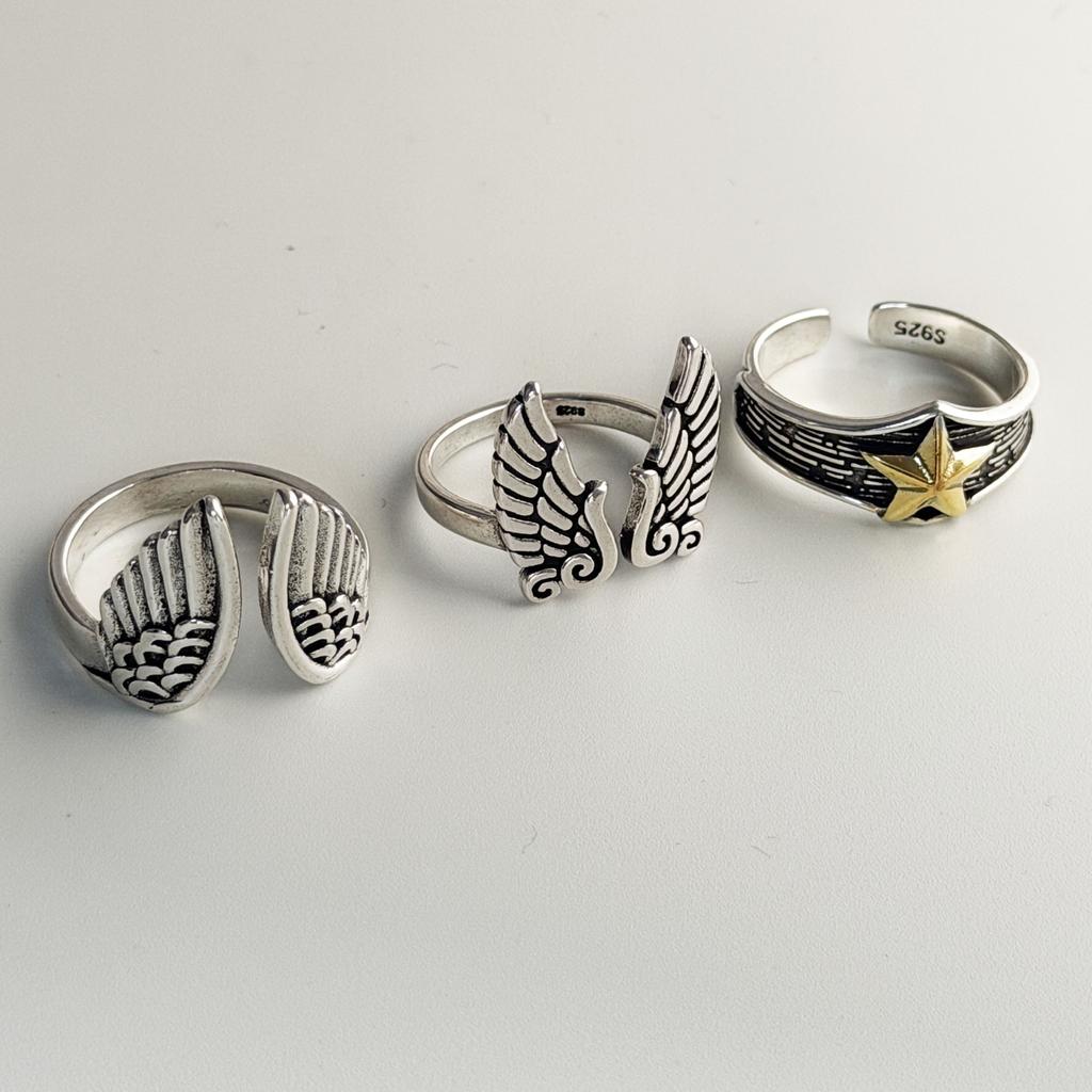 Xiaomi BF CLUB 925 Sterling Silver Ring For Women Jewelry Retro Star Wing Open Vintage Handmade Ring Allergy For Party Birthday Gift