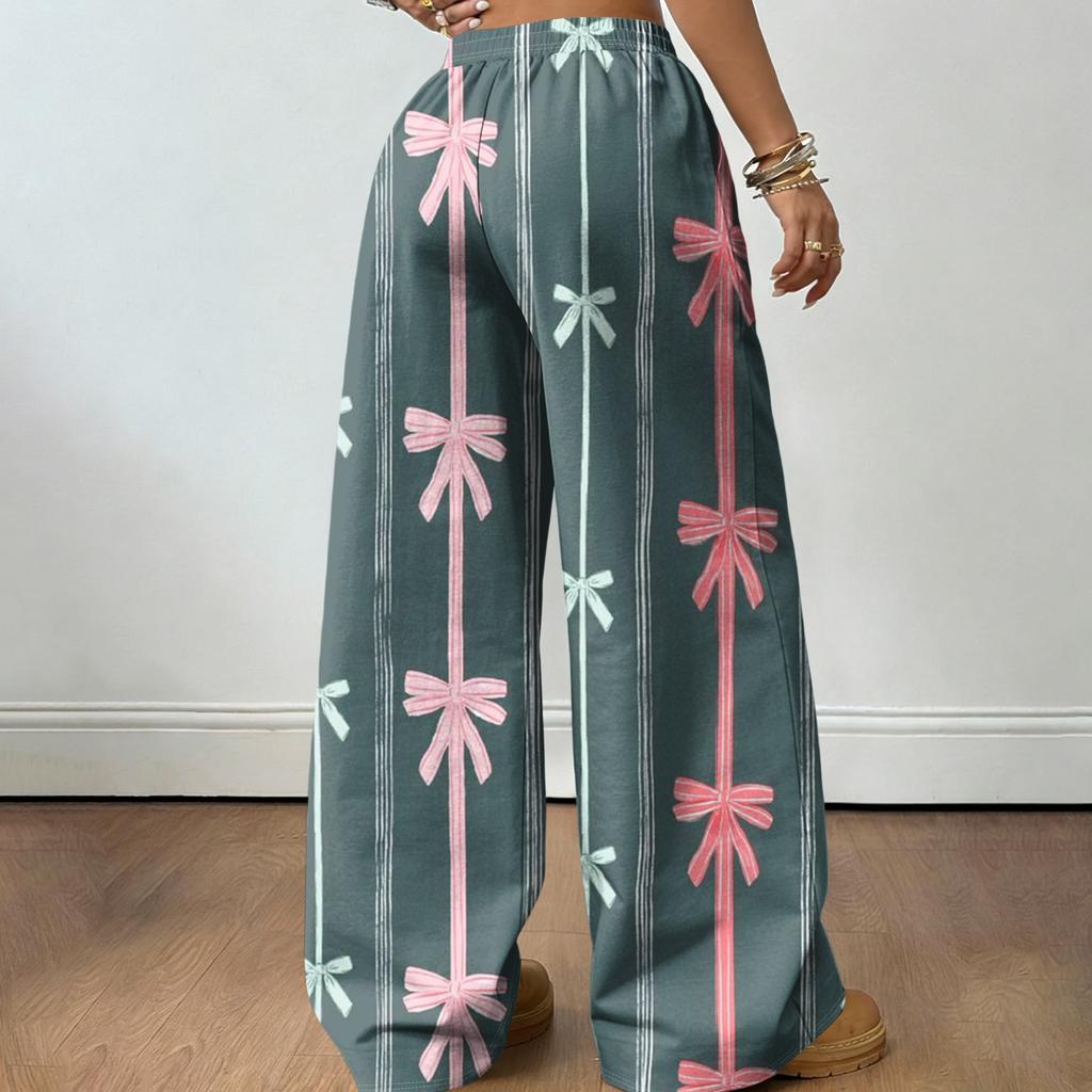 Women's Casual And Fashionable  Elastic Waist Loose Wide Leg Pants