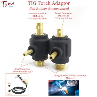 Adattatore torcia TIG Connettore alimentazione gas integrato M16x1,5 a 6 mm DKJ 35-50 10-25 Separatore alimentazione gas separato