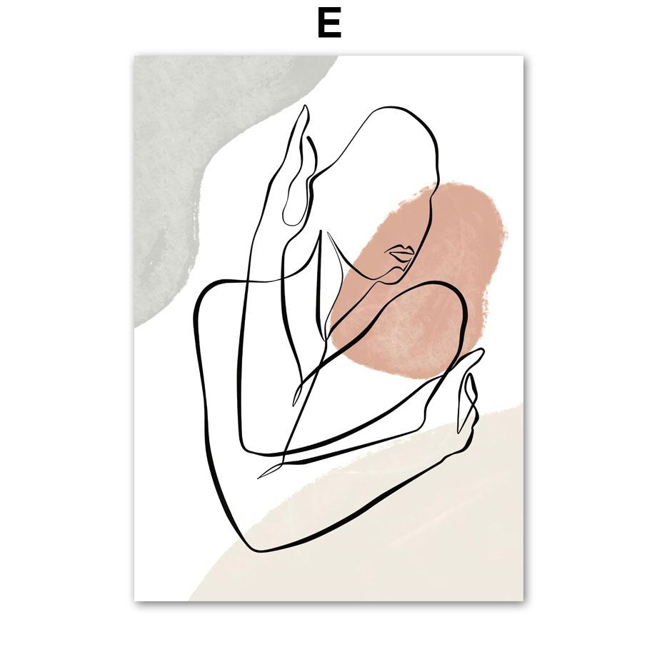 

Настенная живопись на холсте, современный минималистичный дизайн, нарисованная линия, любовник, тело, лицо, плакаты на скандинавскую тему и принты, настенные панно для гостиной 30X40 cm No Framed