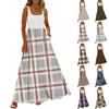 Ladies' Plaid Printed Summer Casual and Fashionable Sleeveless Long Dress