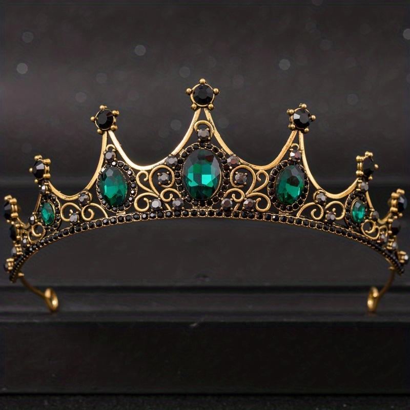 Rhinestone Crown Headband Wedding Bride Princess Queen Hair Tiara зелёный