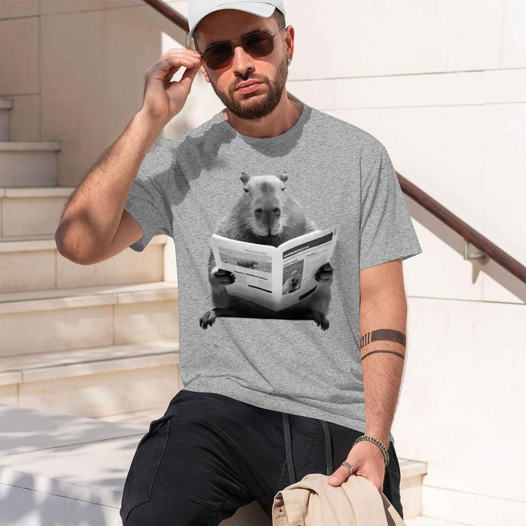 Funny Capybara Bathroom Graphic Unisex Clothing Tee Shirt Homme New In Short Sleeve Round Neck Printing Pullover Tshirt 33390 2026