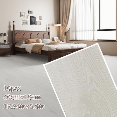10Pcs 40x15cm PVC Floor Stickers Self-adhesive Stickers Waterproof Thickened Wood Grain Floor Stickers Stickers Living Room