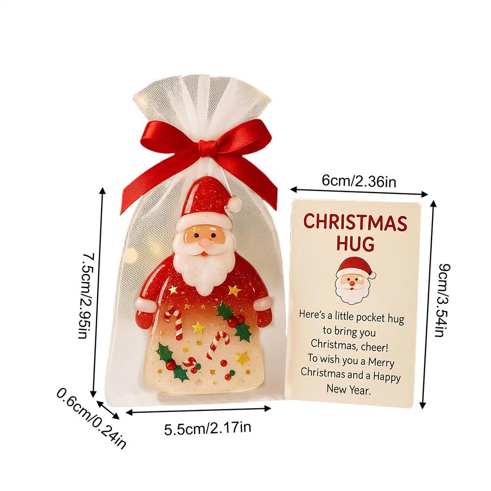 

Christmas Pocket H ug Gifts 2D Acrylic Pocket Santa Claus Decor Comforting Keepsake Little Encouragement Cards Holiday Card