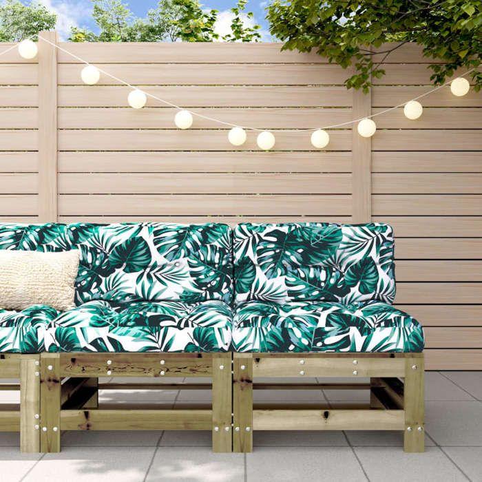 VidaXL Center Sofas with Cushions 2 Pcs Impregnated Pine Wood, Garden Sofa, Garden Seat, Outdoor Seat, 825694