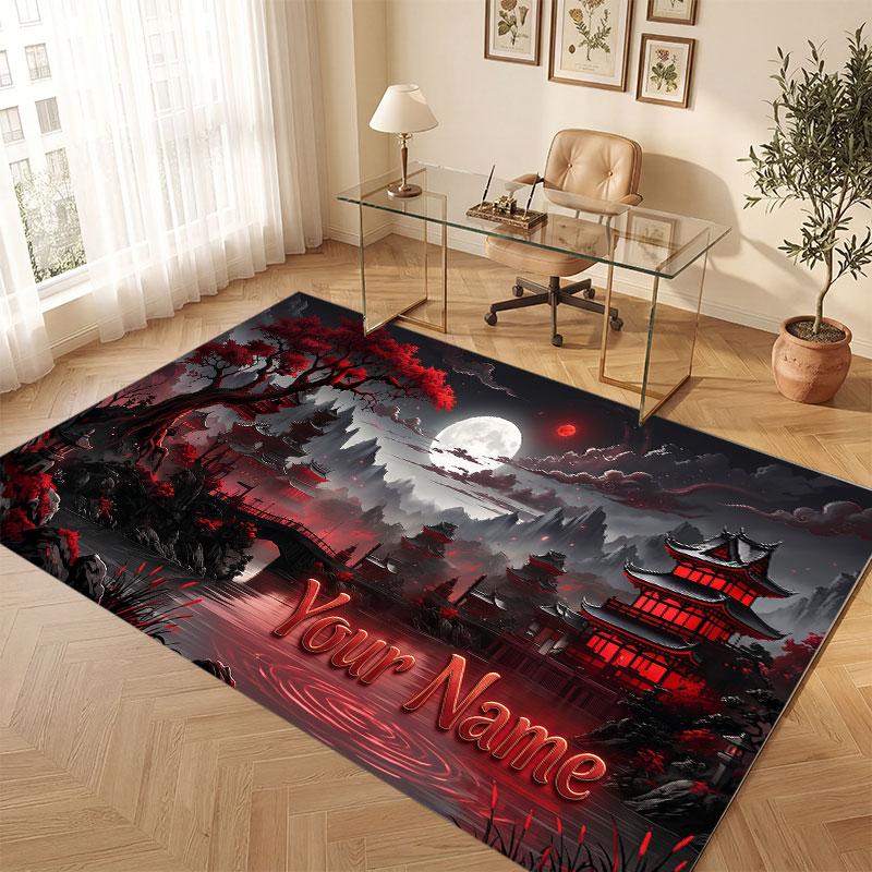 Decorative Artwork Theme Crystal Velvet Floor Rug Personalized Custom Name Text Warm Carpet Home Decoration