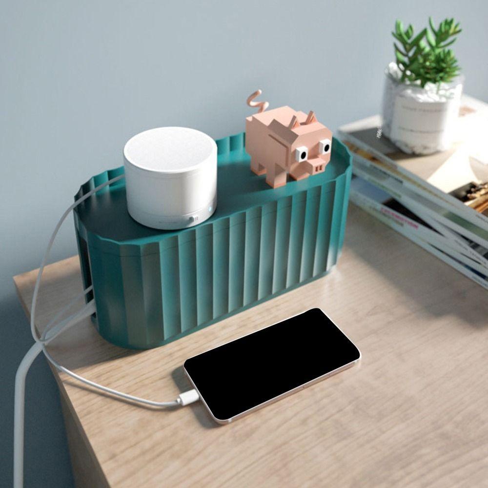 Plastic Cable Management Box Large Capacity Data Cable Organizer Power Cord Box  Desktop