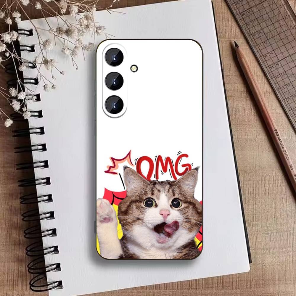 Goofy Silly Cats Big eyes Phone Case For Samsung Galaxy A73,A72,A71,A70,A52,A51 Others Soft Black Cover