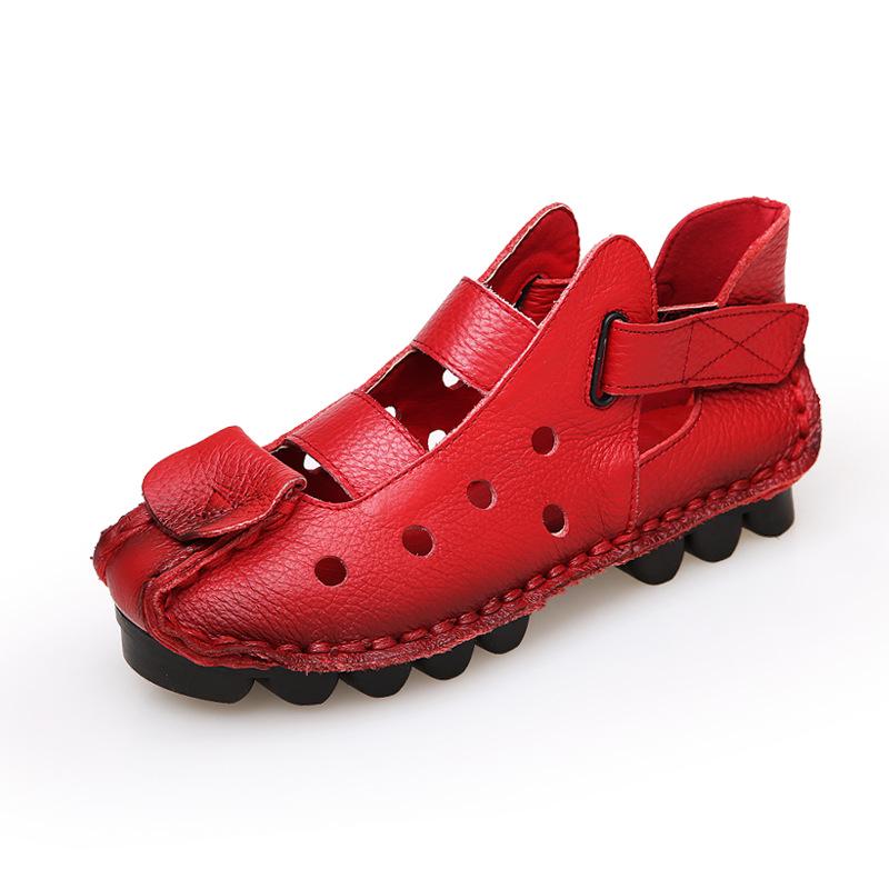 Sommer-weicher Boden, flach, echtes Leder, Damen-Schuhe, Freizeit-Damen-Sandalen