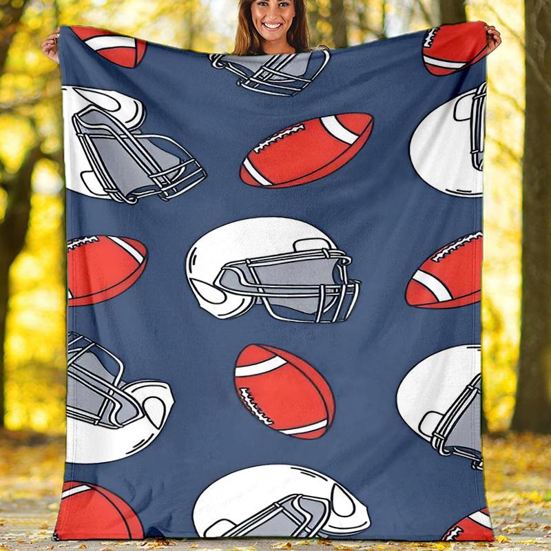American football Theme Printed Blanket - Perfect for Couch, Bed, Travel & Outdoor Use | Machine Washable, Cozy & Durable.