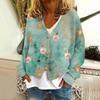 Women's Fashion Short Coat Casual Long Sleeve Printed Single Breasted Plush Top