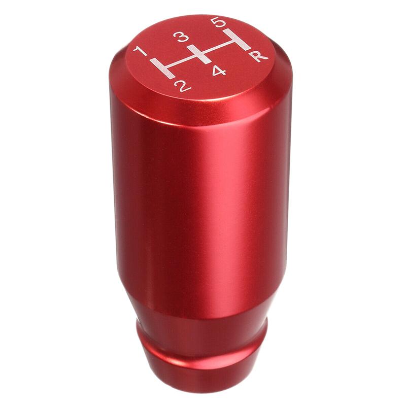 Red 5 Speed Car Manual Aluminium Alloy Gear Stick Shift Knob Shifter Lever Head with 3 Adapter