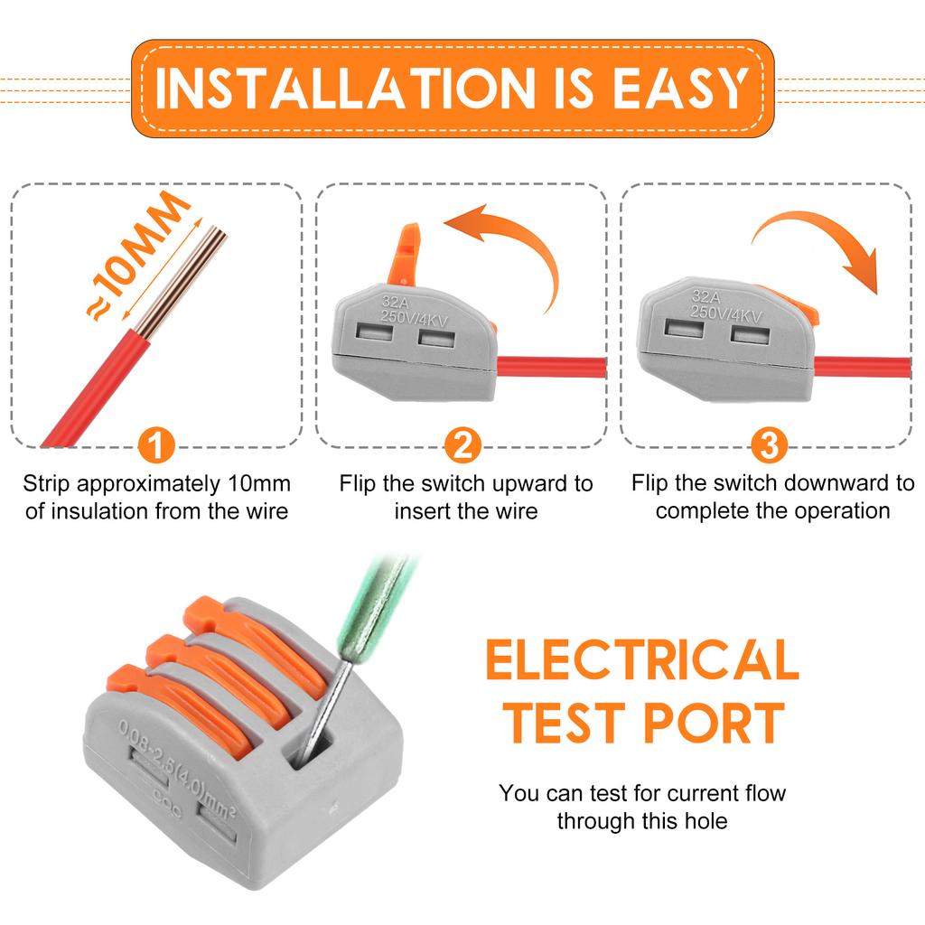 58PCS Wire Connectors Electrical ConnectorBlocks 2/3/5 Way Cable Lever Nut Assortment Conductor Terminal Block Quick Spring Conn