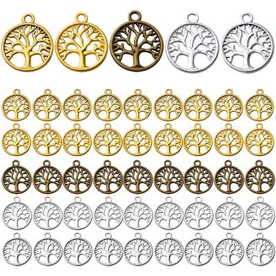 12pcs Tree of Life Charms Pendants Alloy Tree Bead Charm Craft Supplies for Bracelet Necklace Jewelry Making Findings Accessory,3 Colors
