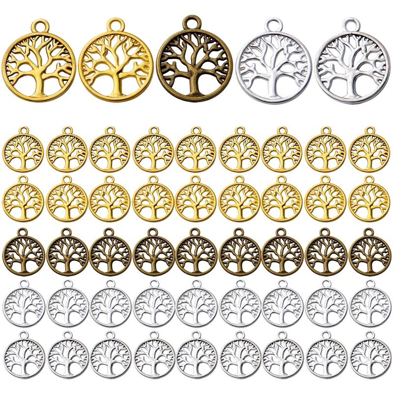 12pcs Tree of Life Charms Pendants Alloy Tree Bead Charm Craft Supplies for Bracelet Necklace Jewelry Making Findings Accessory,3 Colors