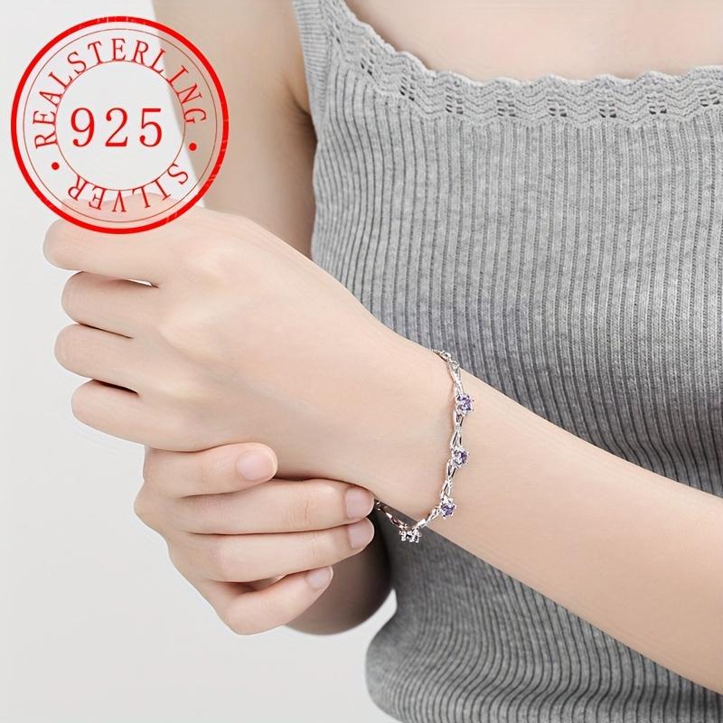 sterling silver plum blossom bracelet, silver-plated with inlaid flower links