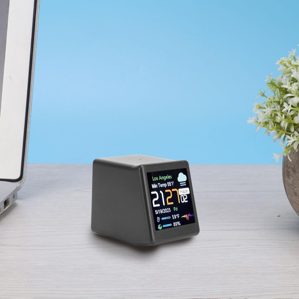 Desktop Electronic Clock LCD Digital Display Calendar Temperature Weather Forecast Station Support WiFi Networking