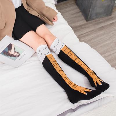 Niedliche Kniehohe Socken mit Hühnerfuß für Damen mit fröhlichen, lustigen Pfoten