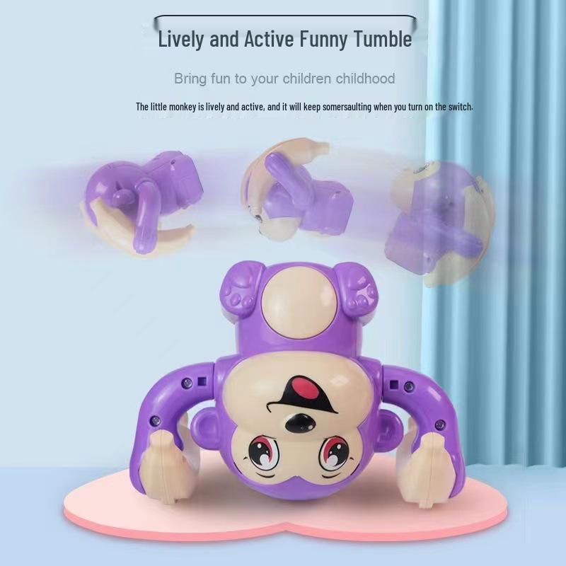 TikTok Electric Tumbling Monkey Toy for Kids – Early Education Light Music Somersault Crawling Monkey