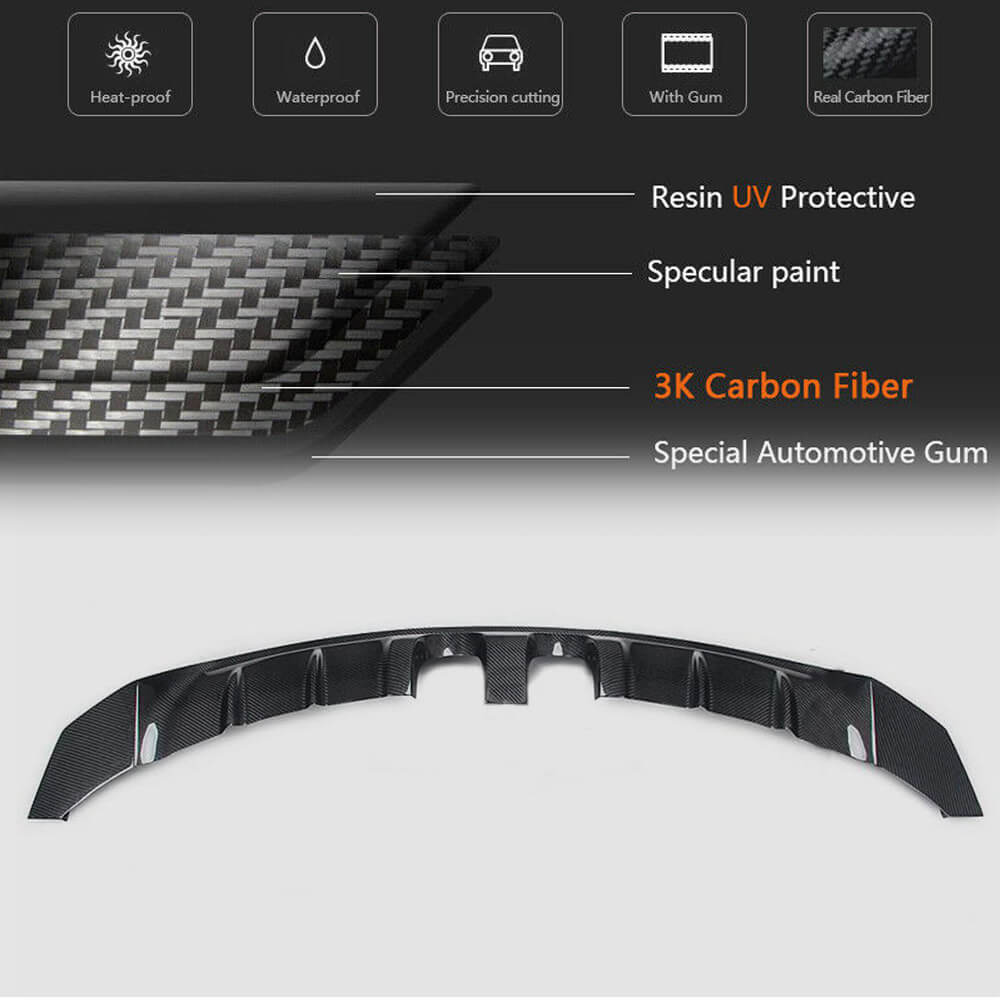 Rear Bumper Diffuser V1 (for R/R20 HB 2010-2013, Carbon) for Volkswagen Golf 6