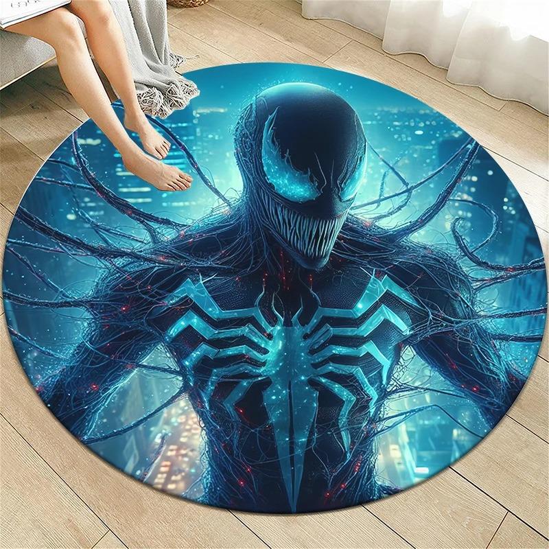 Disney Venom Movie HD Printed Round Carpet Living Room Sofa Chair Bedroom Rugs Flannel Anti-Slip Scary Home Decor Mat