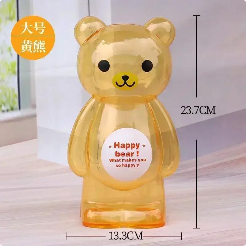Creative Little Bear Piggy Bank Transparent Coin Paper Money Saving Box Cute Safe Deposit Box Kids Holiday Gift Desktop Decor