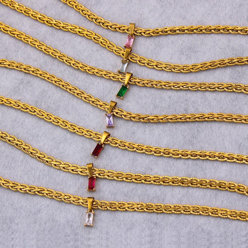 18K Gold Plated Cuban Link Chain Necklace for Women - Stainless Steel, French Retro Design