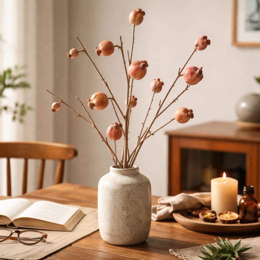 Plastic Artificial Pomegranate Branch 8 Fruit Foam Fruits Branches  Chinese New Year Decor