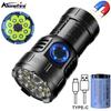 8xLed Palm High Bright Flashlight Usb Charging Portable Red Flash Light Torch Outdoor Pocket Hiking Magnet Work Car Repair 26350