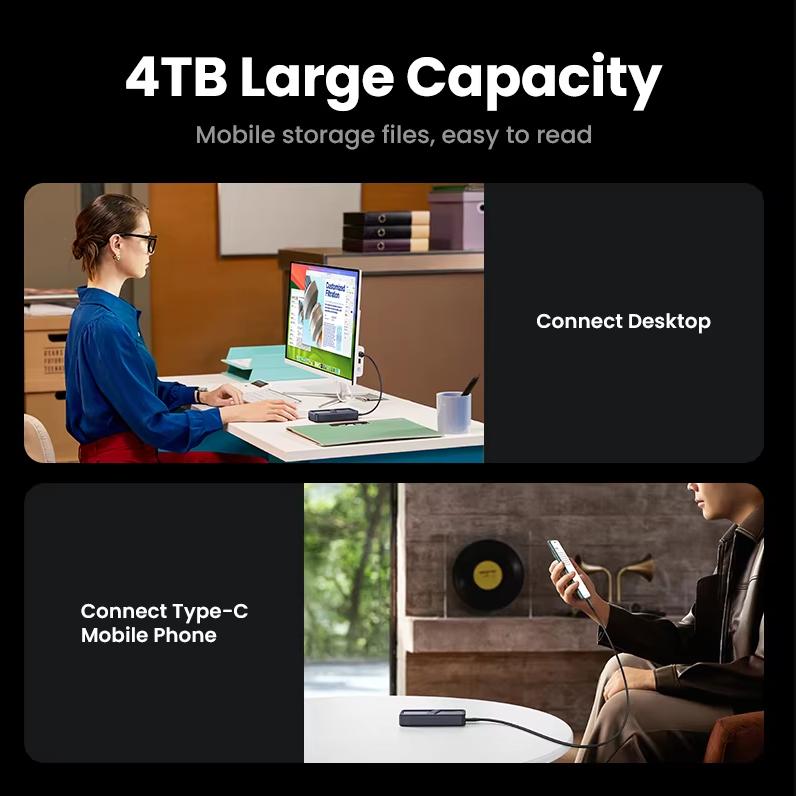 UGREEN USB4 hard drive box 40Gbps compatible with Thunderbolt 3/4 M.2 NVMe portable hard drive box suitable for Apple computers