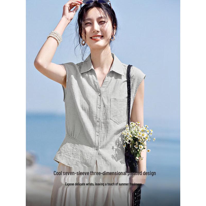XWI Women's Summer Slimming Pleated Blouse