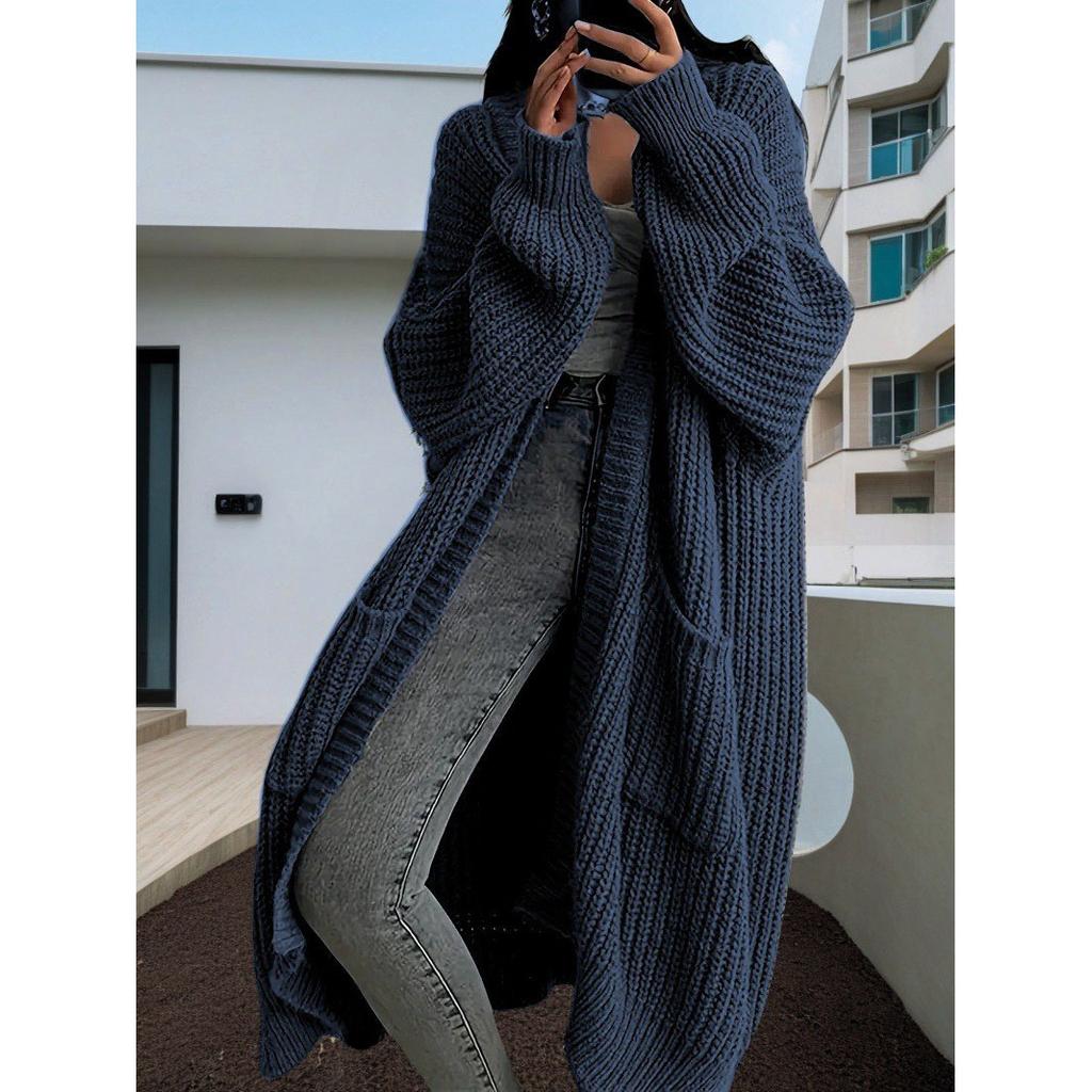 Spring Oversize Knitting Women Long Sweaters V-neck Loose Cardigan Thick Warm Coats Female New Trendy Casual Ladies Clothes