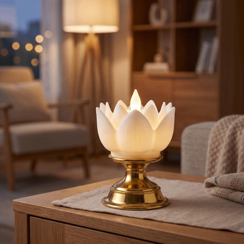 Plastic Battery Powered Flower Shaped LED Table Lamp  Bedside Small Decorative Night Lamp