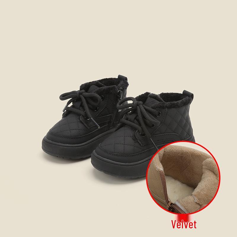 Winter-Gehschuhe für Kleinkinder aus Leder: Koreanische Kinderschneestiefel mit Fleece & Baumwolle für Babys und Mädchen.