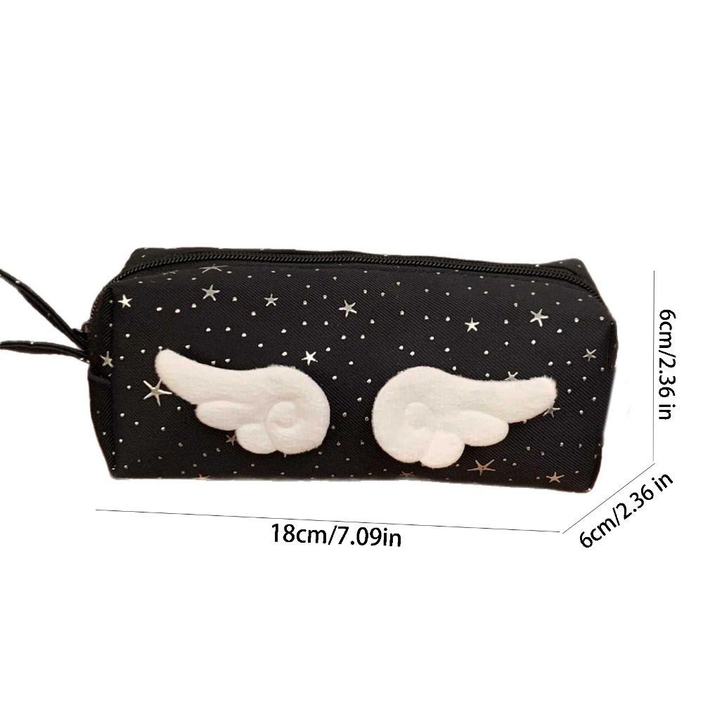 Y2k Wings Star Dots Pencil Case Desktop Storage Pencil Pouch Korean Style Pen Bag  School