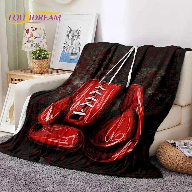 Guantoni da Boxe Pugile Combattimento Cartone Animato Morbida Coperta di Flanella per Letti Camera da Letto Divano Picnic, Coperta Plaid per Coprire Tempo Libero all'Aperto Regalo