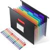 Expanding Hanging File Folders, Plastic Filing Organizer, 7 Pockets Accordion Drawer Organizer for Filing Cabinet, Ert Filling Folders with Colorful