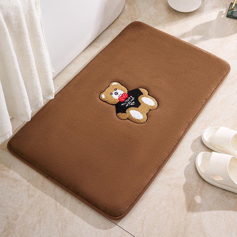 

Inyahome Bathroom Rugs Mat for Bathroom Non Slip Ultra Soft Washable Cute and Super Absorbent Bear Bath Rugs Carpet for Tub 40x60cm
