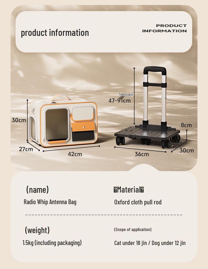 Large Capacity Pet Carrier Trolley Backpack: Portable Space Capsule for Cats & Dogs