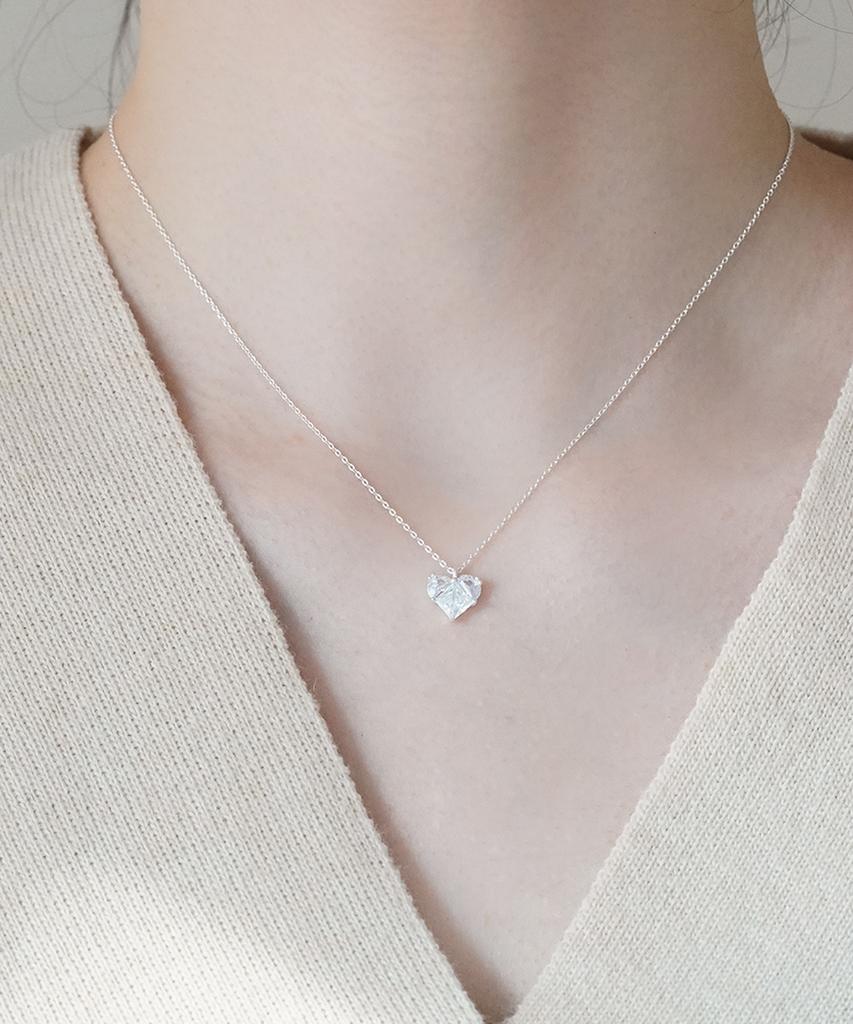 Alleun Silver 925 Cubic Heart Pendant Chain Bold Silver Necklace