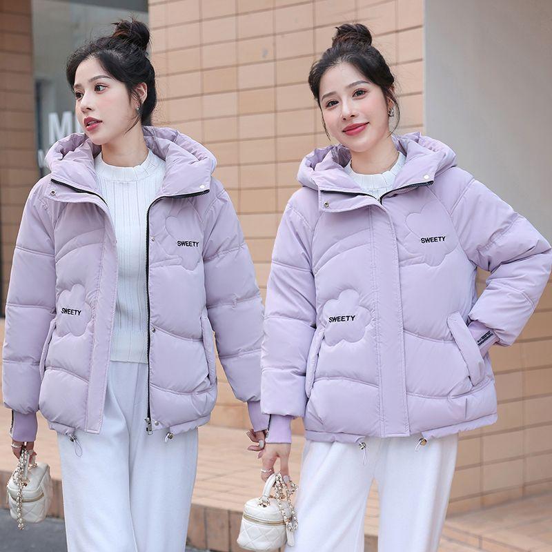 

Модная и свободная женская короткая пуховая куртка с яркой поверхностью для зимы M фиолетовый