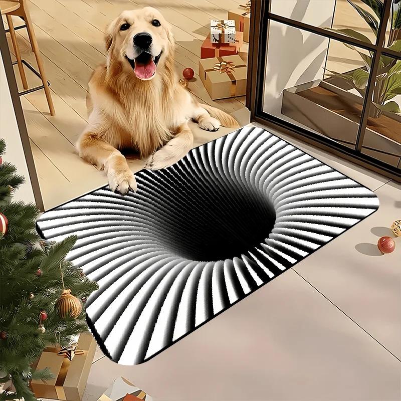 3D Illusion Black Hole Design Floor Mat - Unique and eye-catching entrance decoration, perfect for adding fun to your home decor