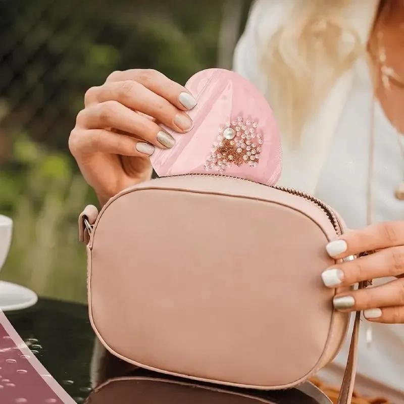 Colored Heart Shaped Jewelry Bag Durable PVC Material Perfect for Weddings Necklace Storage Bag and Exquisite Jewelry Packaging