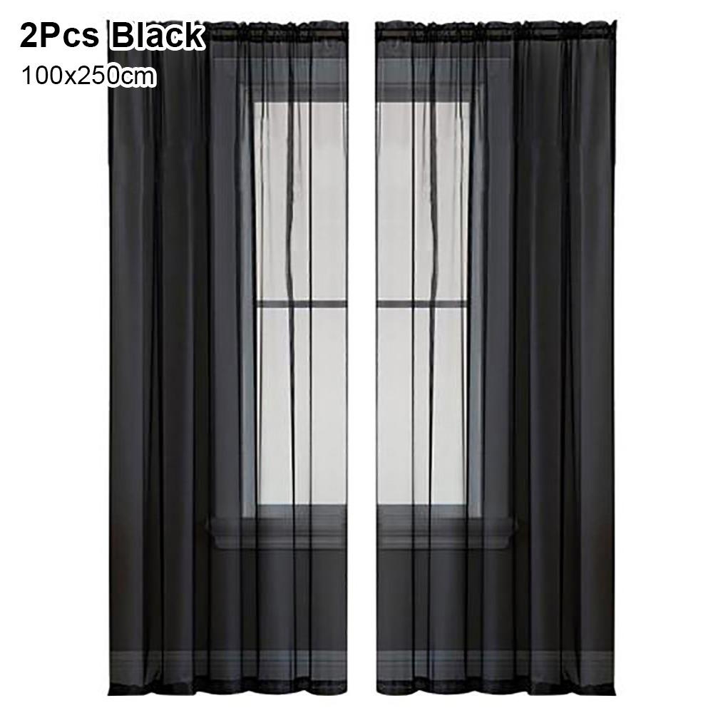 1/2Pcs Rod Pocket Voile Sheer Curtain Door Drape Shades Living Room Bedroom Kitchen Decoration