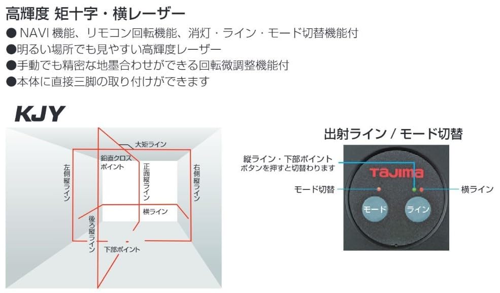Tajima Laser Level KJY Square Cross Horizontal NAVI Zero & ZERON-KJY